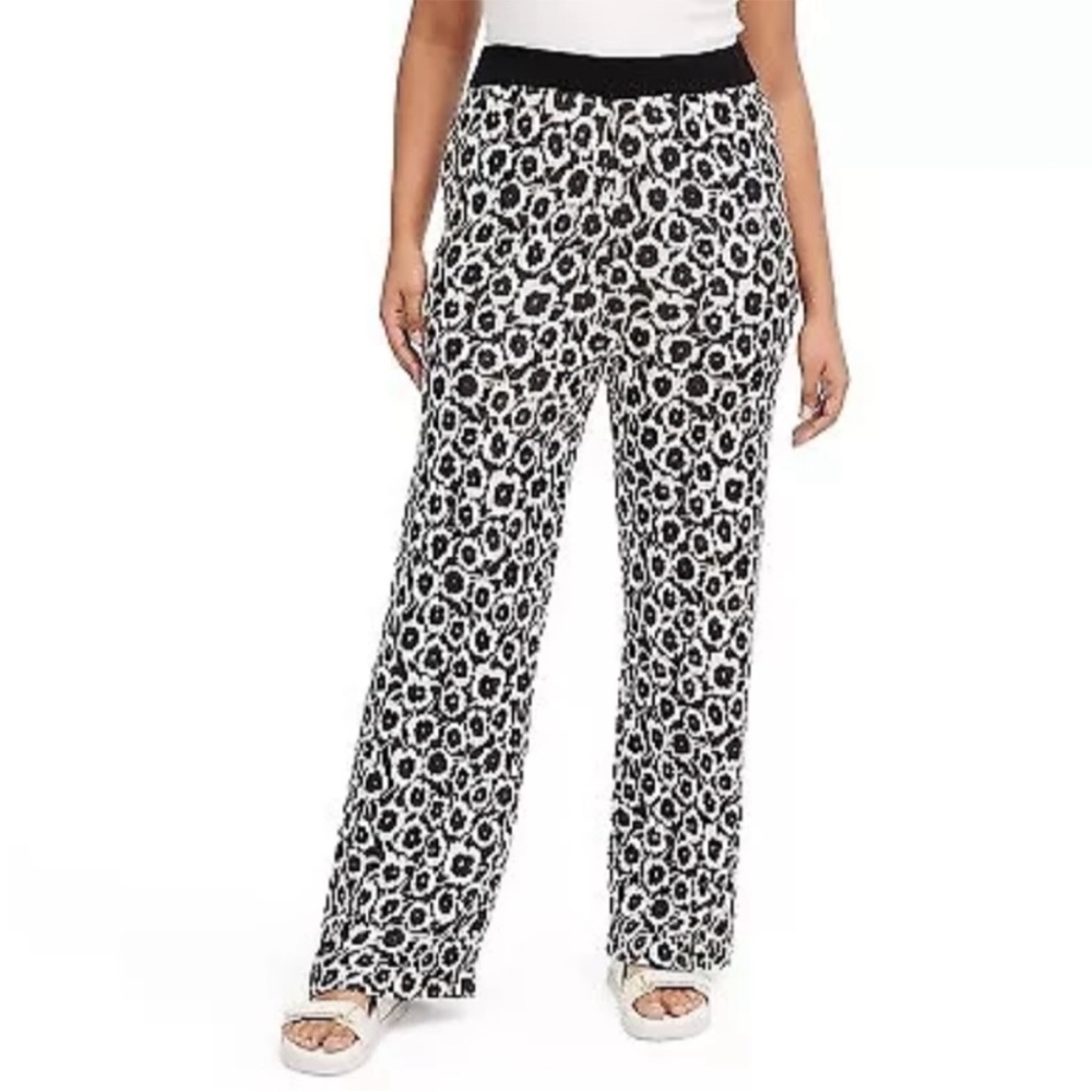 DVF Diane Von Furstenberg high waisted sweater knit Poppy pattern pants 2X